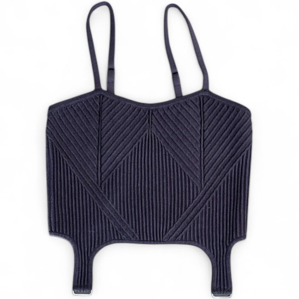 Denim Knit Garter Tank Raisenette/Black Small